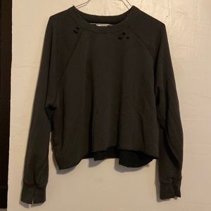Medium distressed aerie crop sweater - dark grey